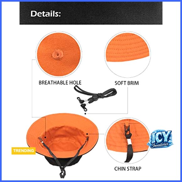 Reversible Bucket Hat with Chin Strap, Cotton, Travel Beach Outdoor Sun Cap main image 7